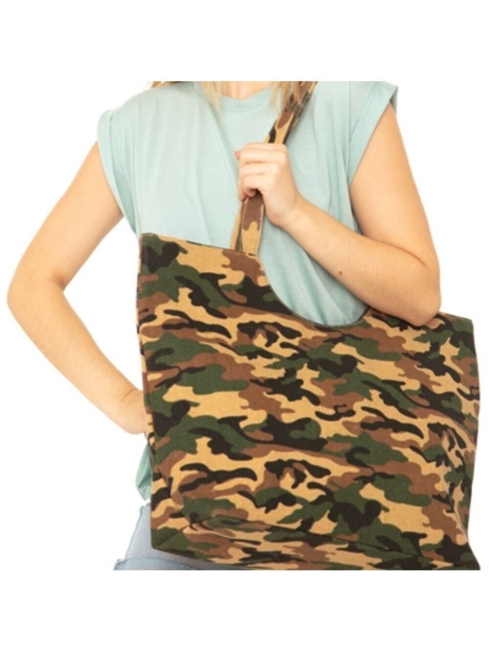 Camo Print Large Tote Bag